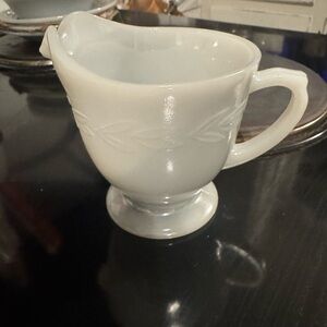 Vintage fire king gray Lustre creamer